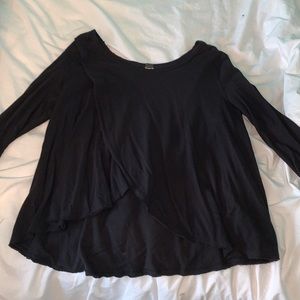 free people crossover black 3/4 sleeve shirt
